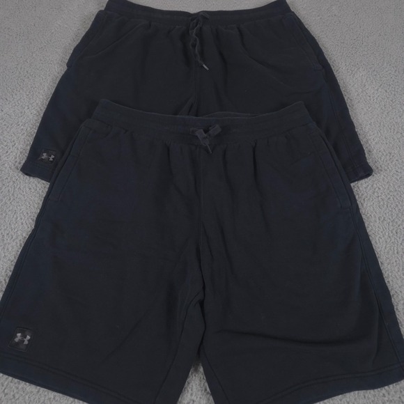 LOT OF 2 Under Armour Shorts Men 2XL Black Rival Fleece Sweat 9.5